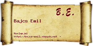 Bajcs Emil névjegykártya